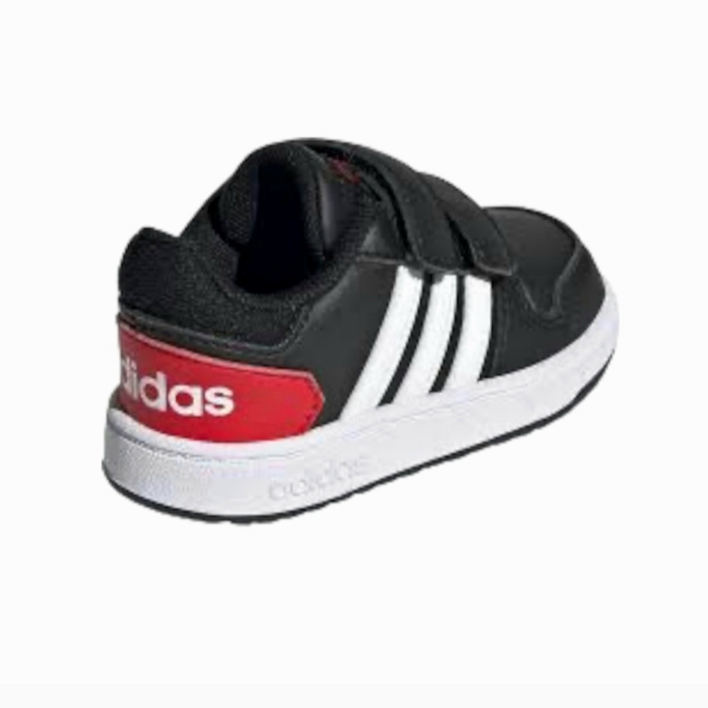 ADIDAS Hoops 2.0 Low Velcro Sneakers Black White Red Toddler Infant Size 6K